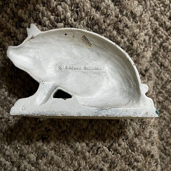 Vintage Pink Pig Door Stop Midwest Importers Of Cannon Falls Cast Iron Heavy - Picture 4 of 6